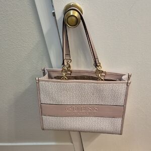 GUESS Los Angeles Pink and Cream Women's Bag